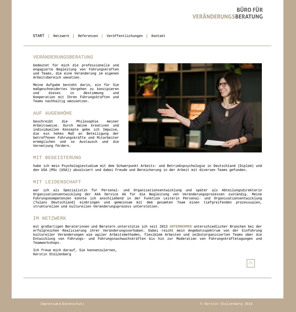 Website Büro für Veränderungsberatung - Kerstin Stolzenberg