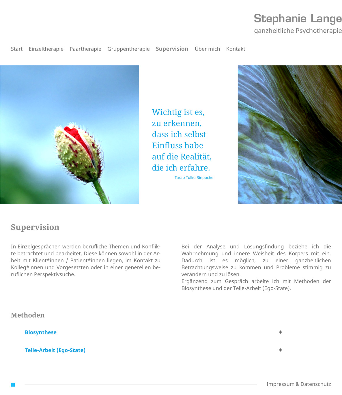 Website Stephanie Lange, Psychotherapeutische Praxis, Köln